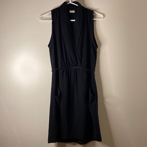ARITZIA Wilfred Aritzia Sabine Black Midi Tie Front  Dress (Size XS) - Picture 3 of 11